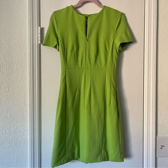 Diane Von Furstenburg Agatha Knit Lime Green Mini Dress Retro Rave Festival Sz 4 - Picture 2 of 10
